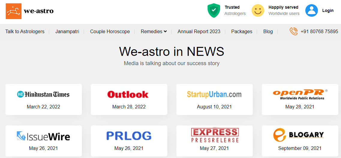 weastro pr websites list