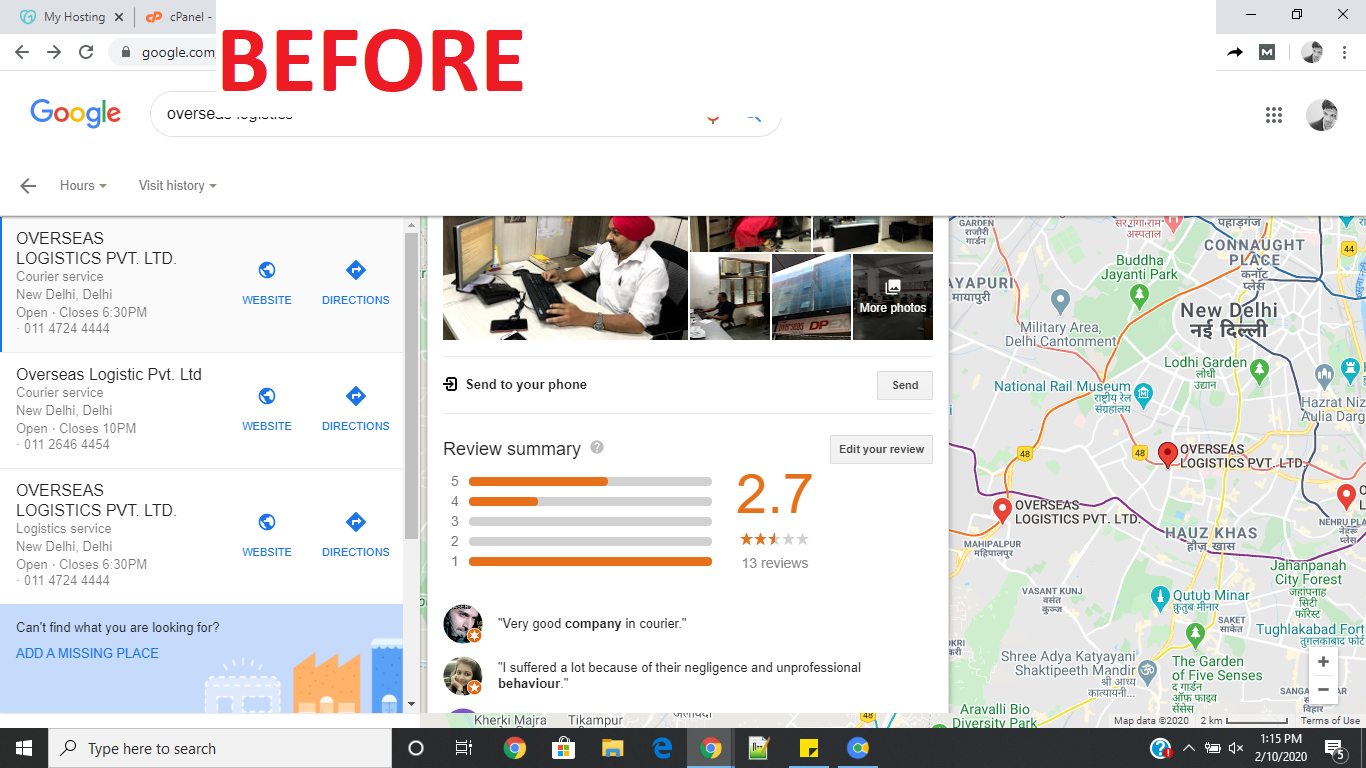 google listing before before ORM