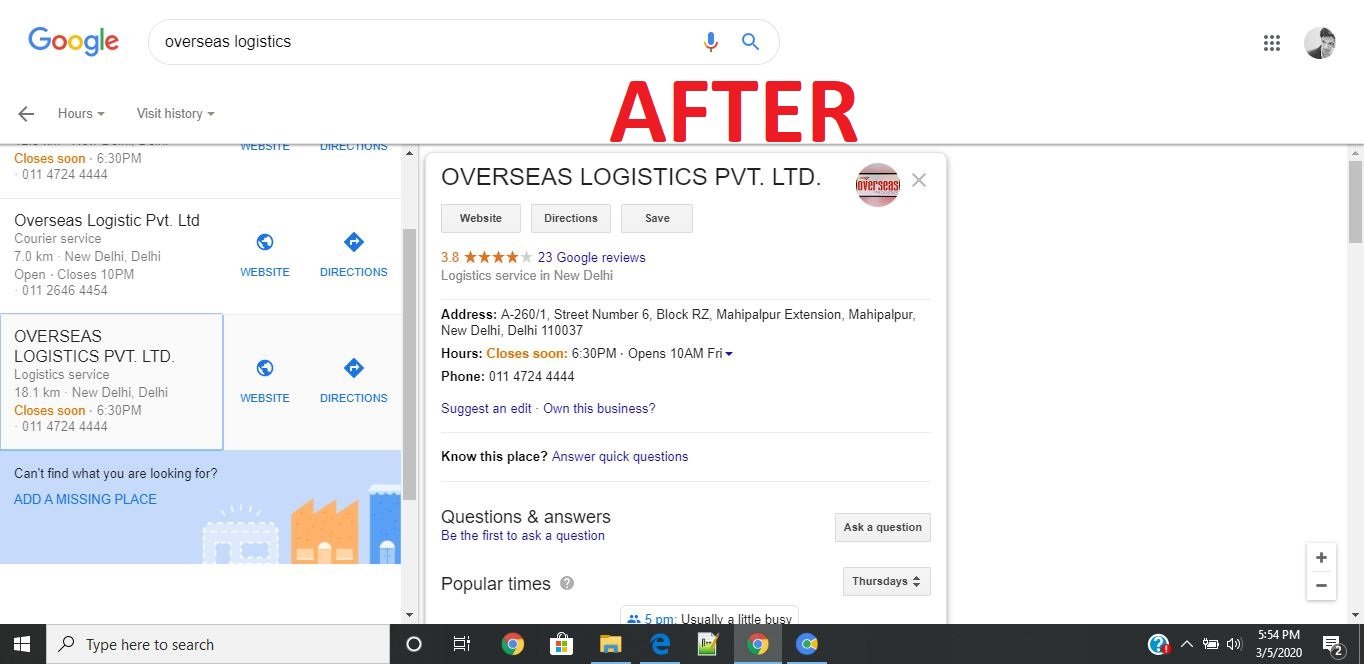 google listing mahipalpur after after ORM