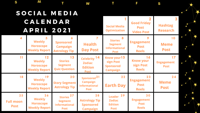 weastro social media calendar