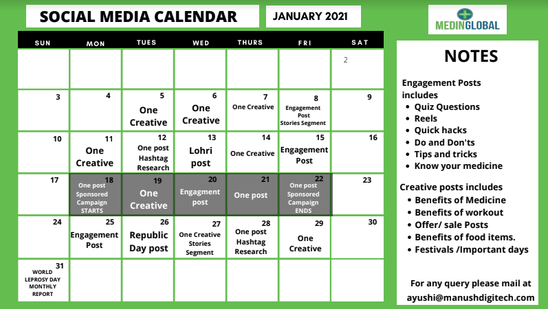 social media calendar