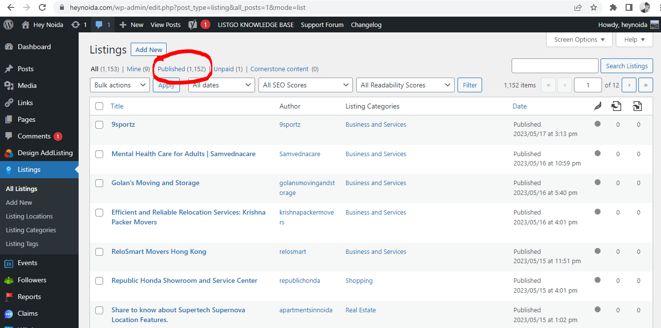1000 business listings achieved