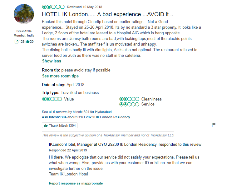 tripadvisor review ORM
